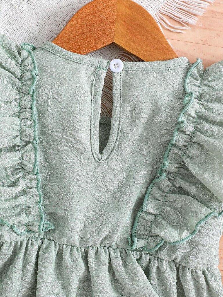 Baby Double Bow Frilled Sleeve Dress