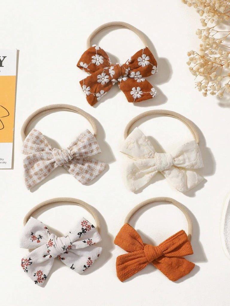 Baby 5 Piece Printed Headband Set