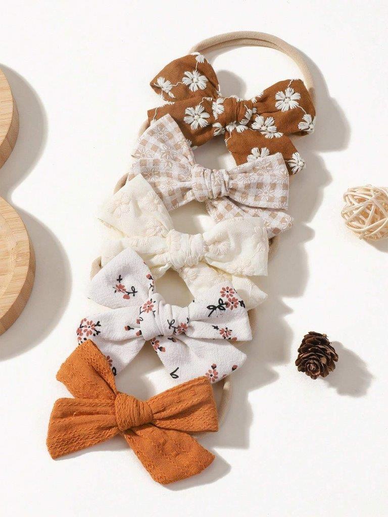 Baby 5 Piece Printed Headband Set