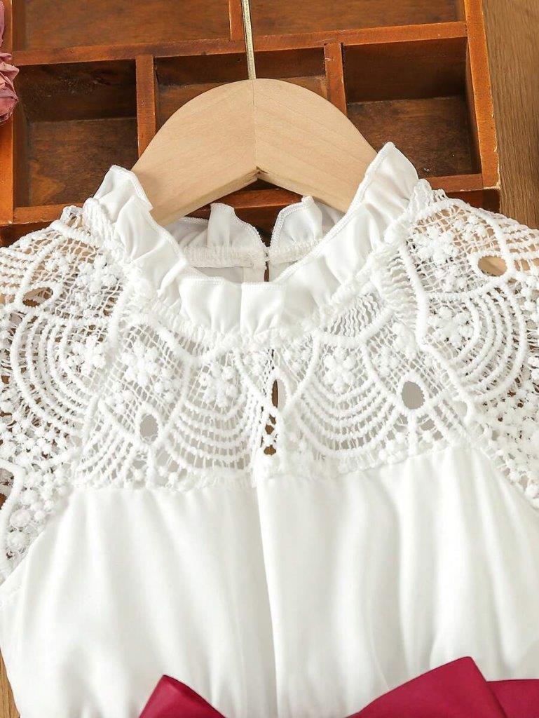 Toddler Girls Elegant Lace Detailed Dress Red