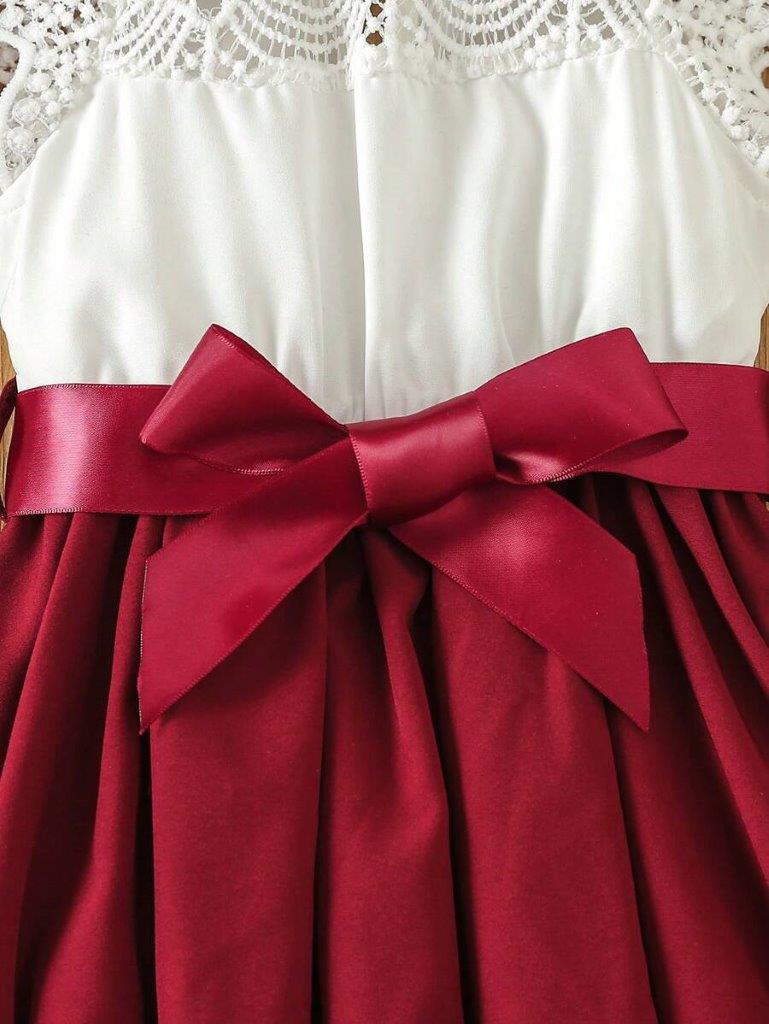 Toddler Girls Elegant Lace Detailed Dress Red