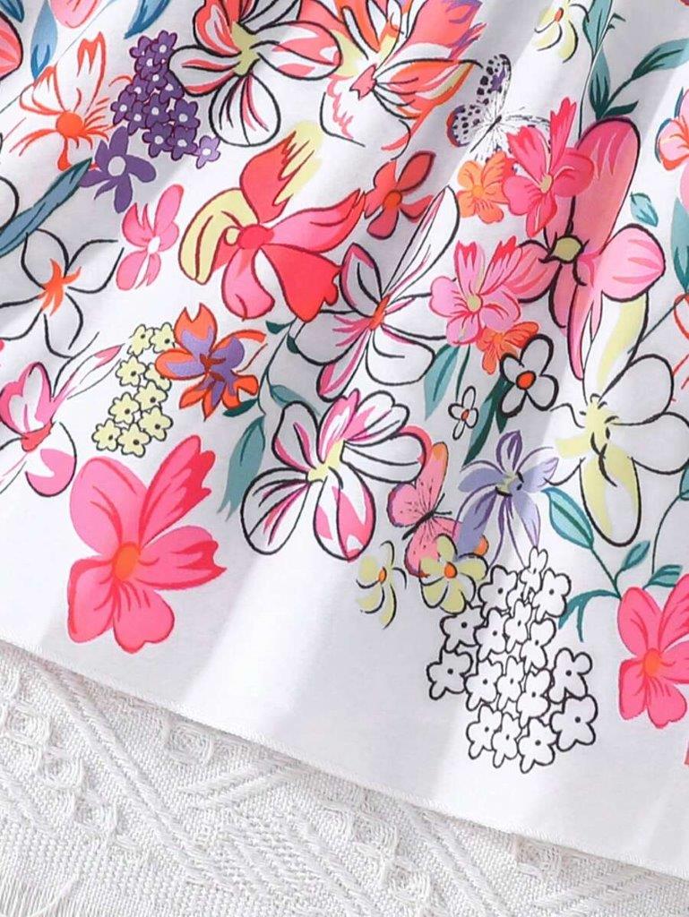 Toddler Girls Pink Flower Belted Dress