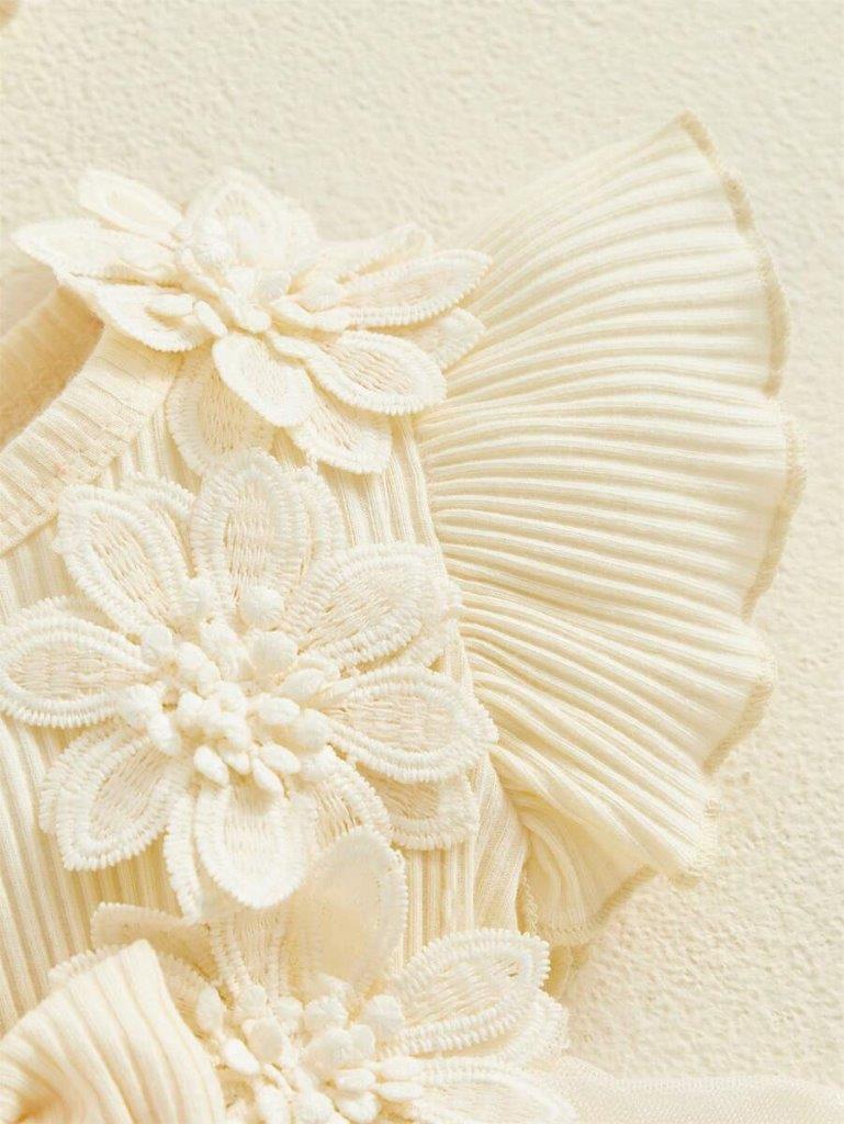 Baby Apricot Ruffle Flower Tutu Bodysuit Dress Set
