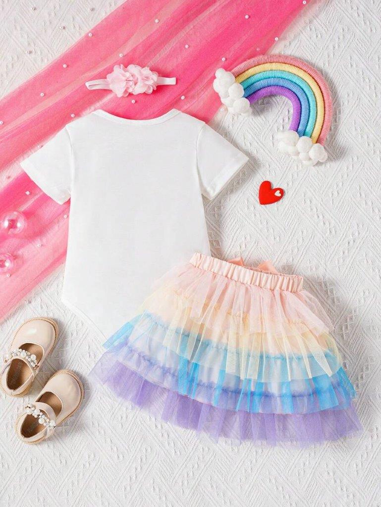 Baby One Year old Rainbow Birthday Outfit