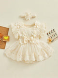 Baby Apricot Ruffle Flower Tutu Bodysuit Dress Set