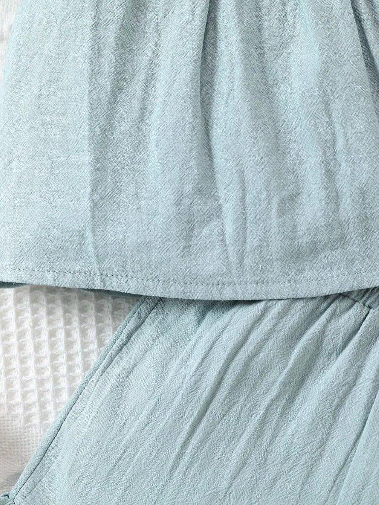 Baby Ruffle Trim Puff Sleeve Top And Shorts Set