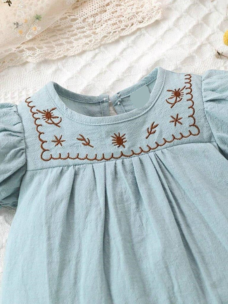 Baby Ruffle Trim Puff Sleeve Top And Shorts Set