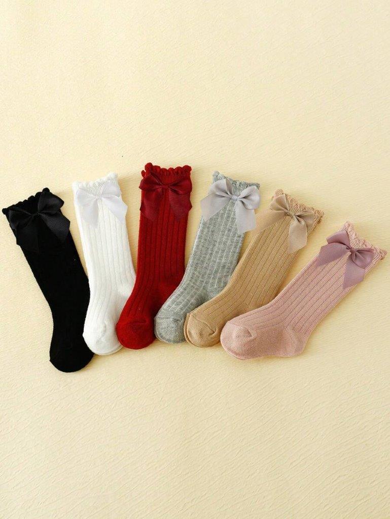 Baby 6 Pairs long Bow Socks 0-6 Months