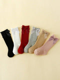 Baby 6 Pairs long Bow Socks 1-2 Years