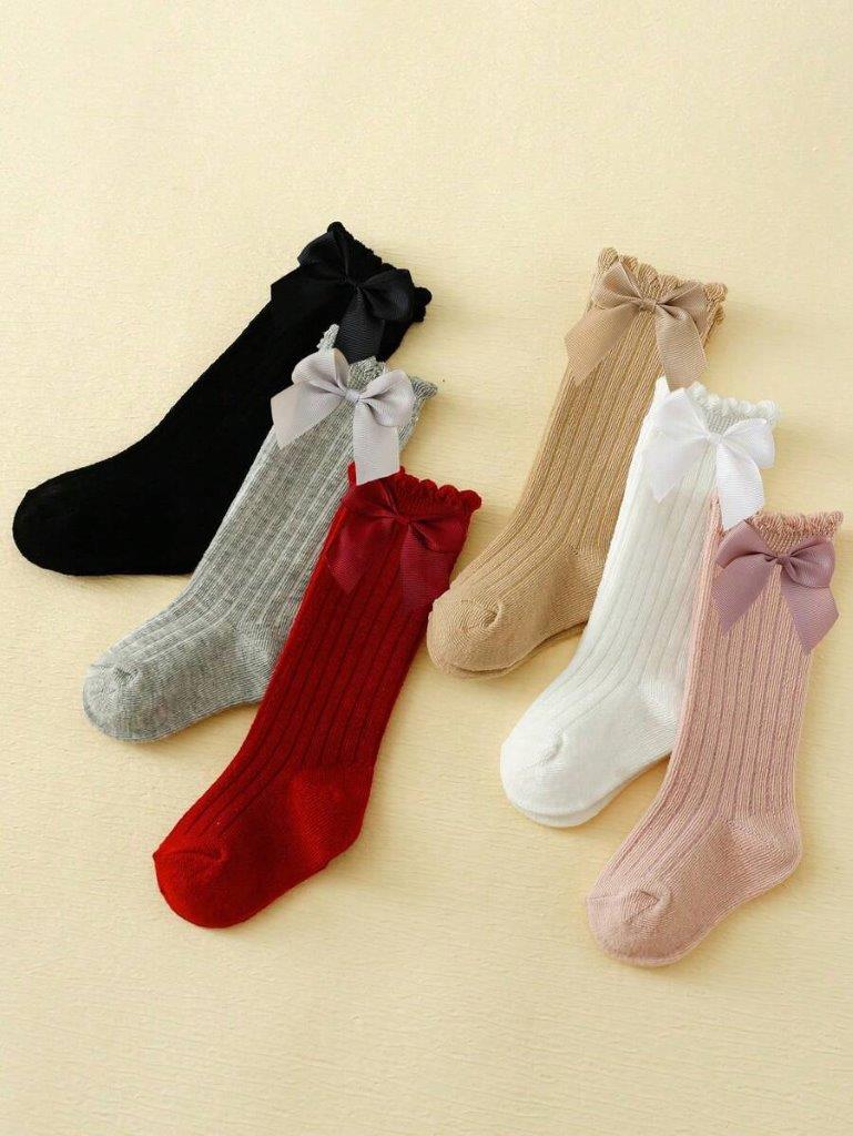 Baby 6 Pairs long Bow Socks 0-6 Months