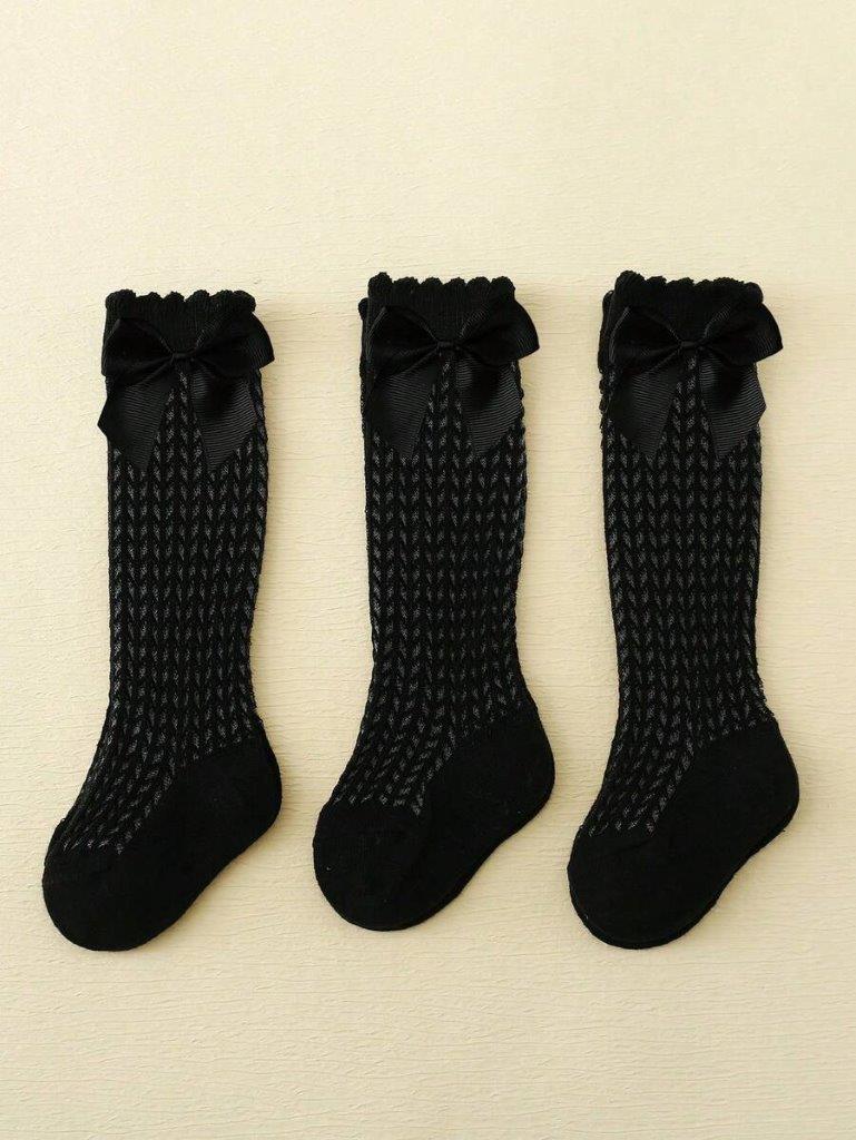 Baby Pattern Black Bow 0-6 Socks - 1 Pair