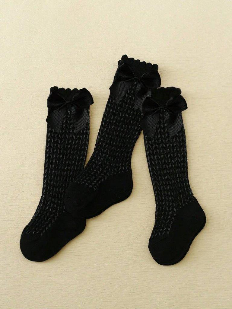 Baby Pattern Black Bow 0-6 Socks - 1 Pair