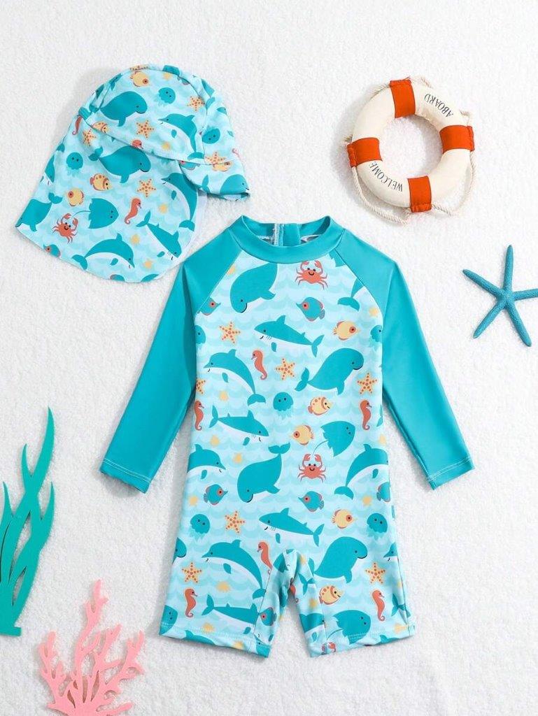 Baby Ocean Fish Swimming Costume With Hat