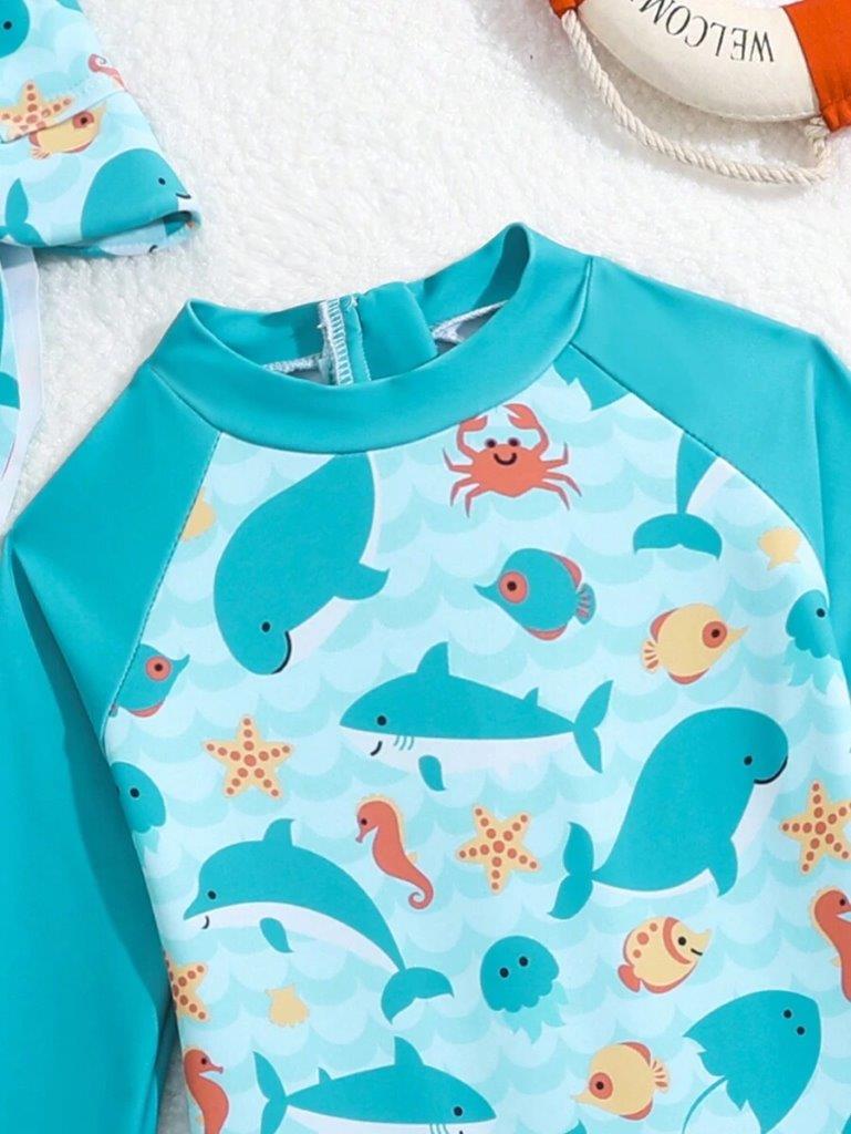 Baby Ocean Fish Swimming Costume With Hat