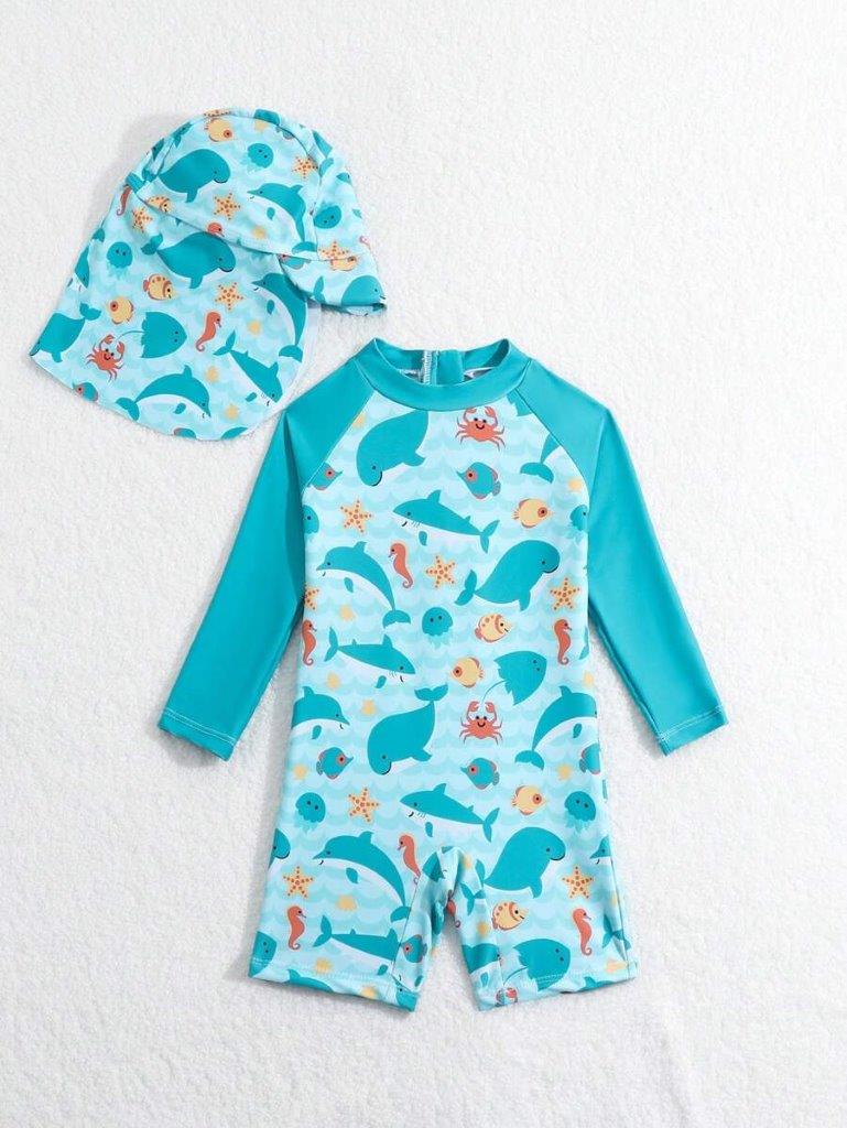 Baby Ocean Fish Swimming Costume With Hat