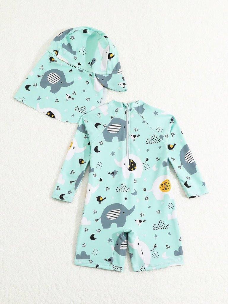 Baby Elephant Swimming Costume With Sun Hat