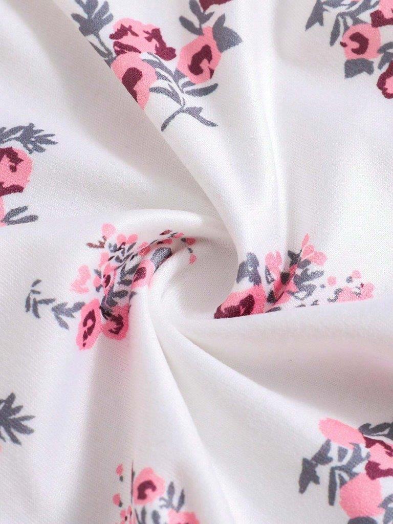Baby 4 Piece Pink Flower Bodysuit And Pants Set