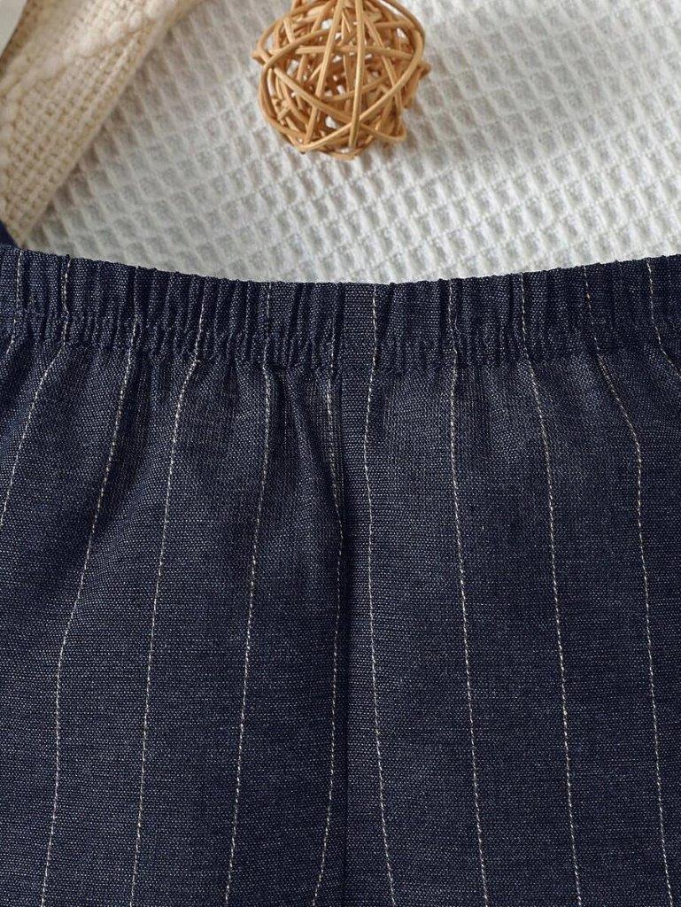 Baby 2 In 1 Bow Tie Stripe Vest And Shorts Set