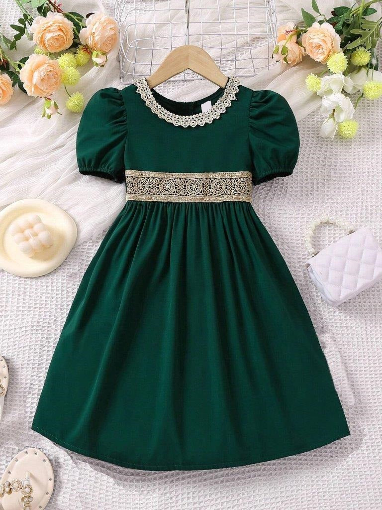 Toddler Girls Embroidery Puff Sleeve Dress