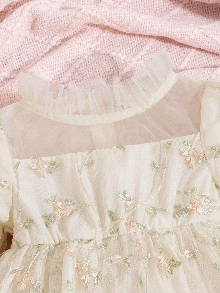 Baby Embroidery Flower Mesh Dress