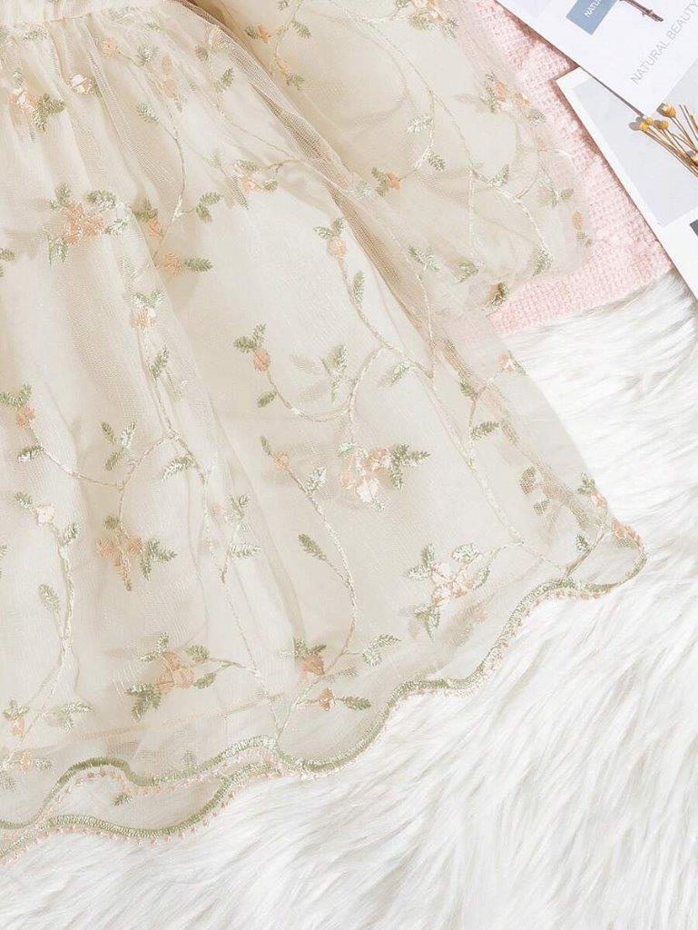 Baby Embroidery Flower Mesh Dress