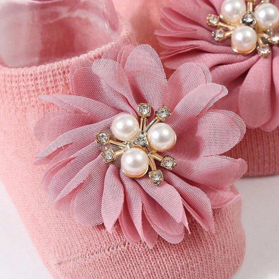 Baby Flower Decor Socks Dusty Pink