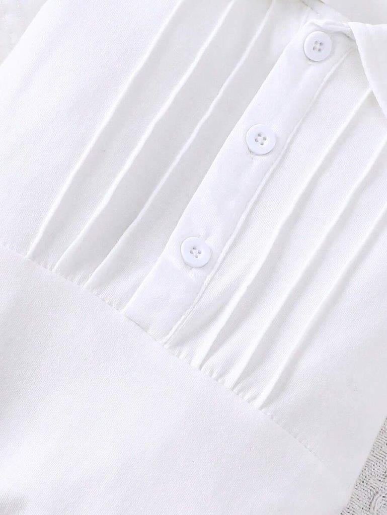 Baby White Solid Pleated Romper