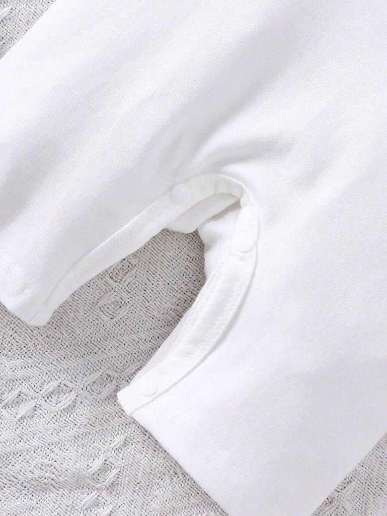 Baby White Solid Pleated Romper