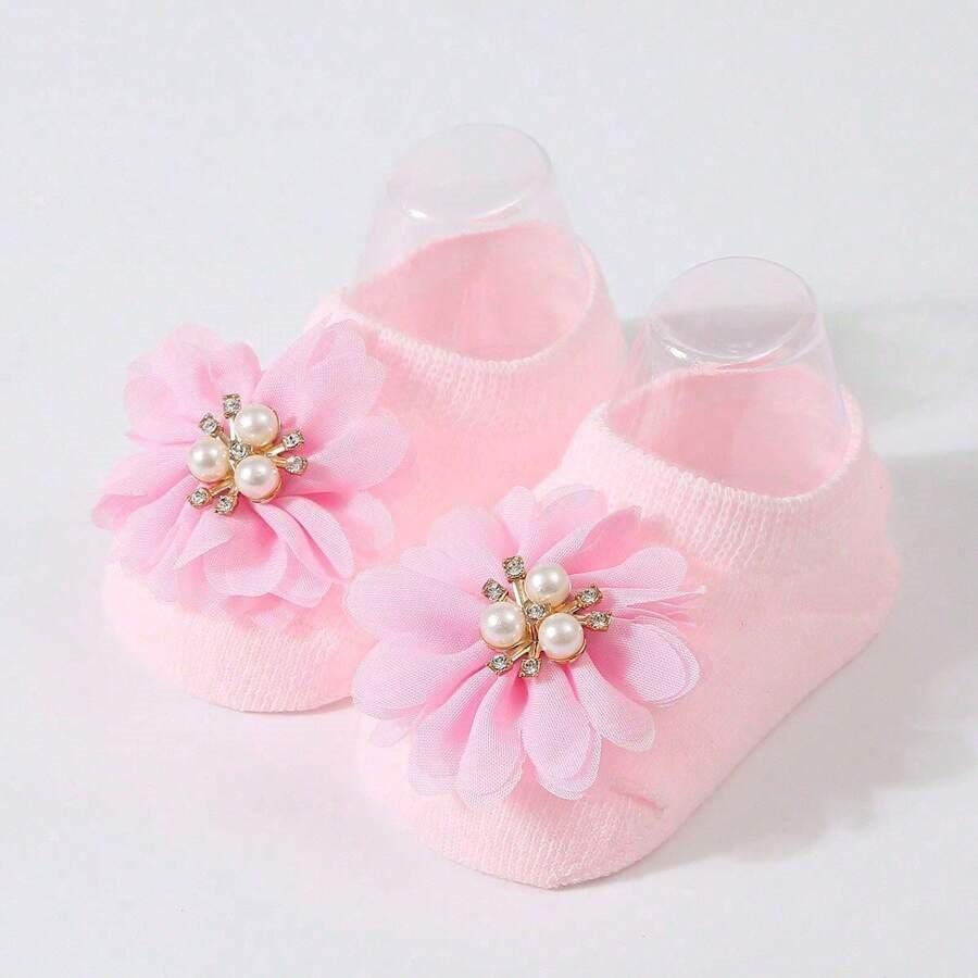 Baby Flower Decor Socks Dusty Light Pink