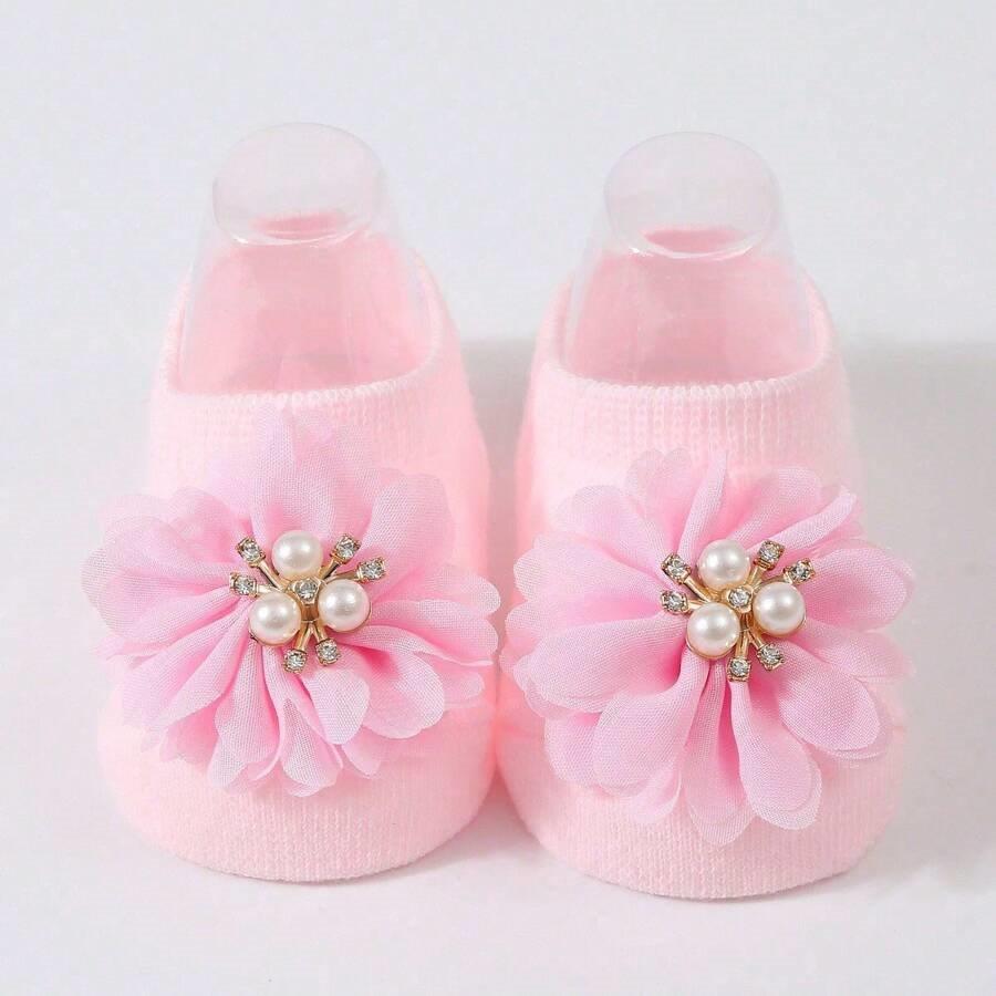 Baby Flower Decor Socks Dusty Light Pink