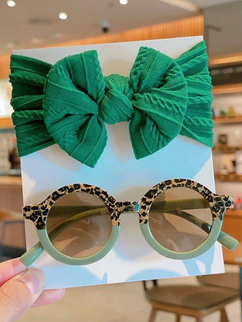 Kids Green Sunglasses With Headband Set