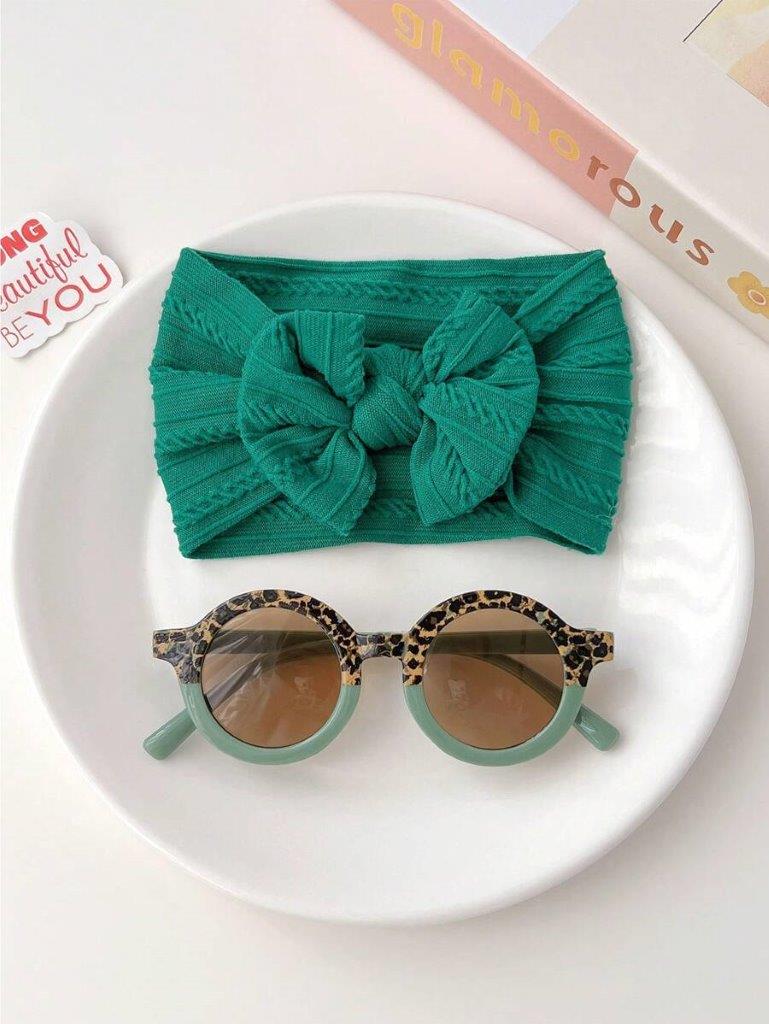 Kids Green Sunglasses With Headband Set