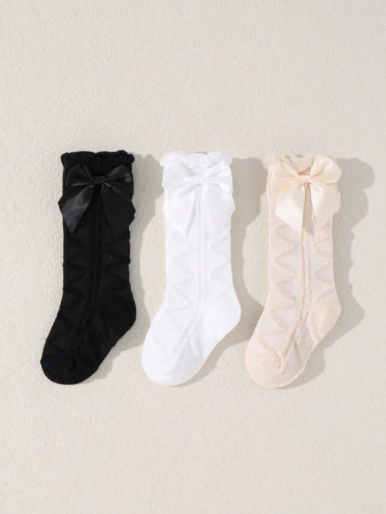 Baby Set of 3 Pattern Bow Socks 6-12 Months