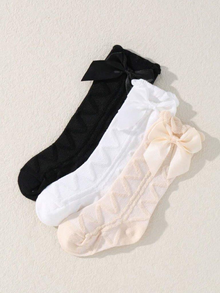 Baby Set of 3 Pattern Bow Socks 6-12 Months