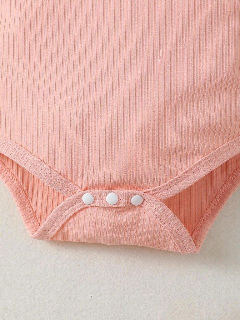 Baby Ribbed Bodysuit And Floral Shorts Set Pink