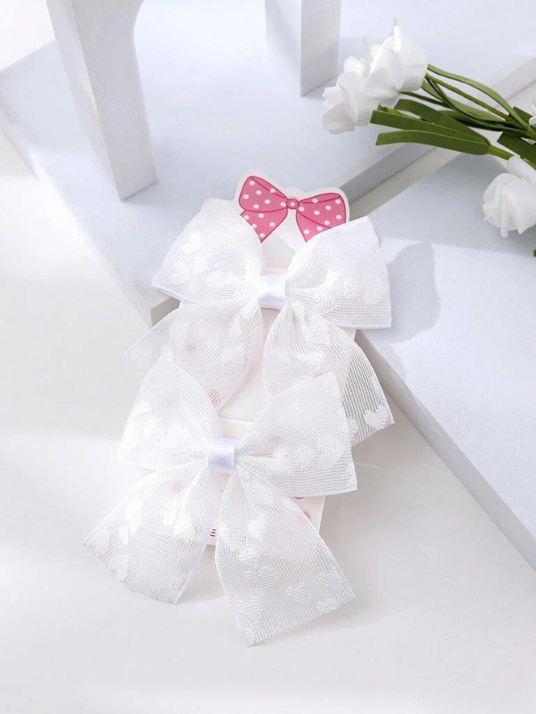 2 Piece Heart Pattern Bow Clips