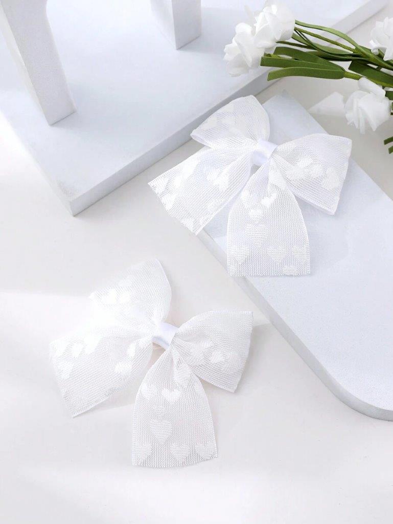 2 Piece Heart Pattern Bow Clips