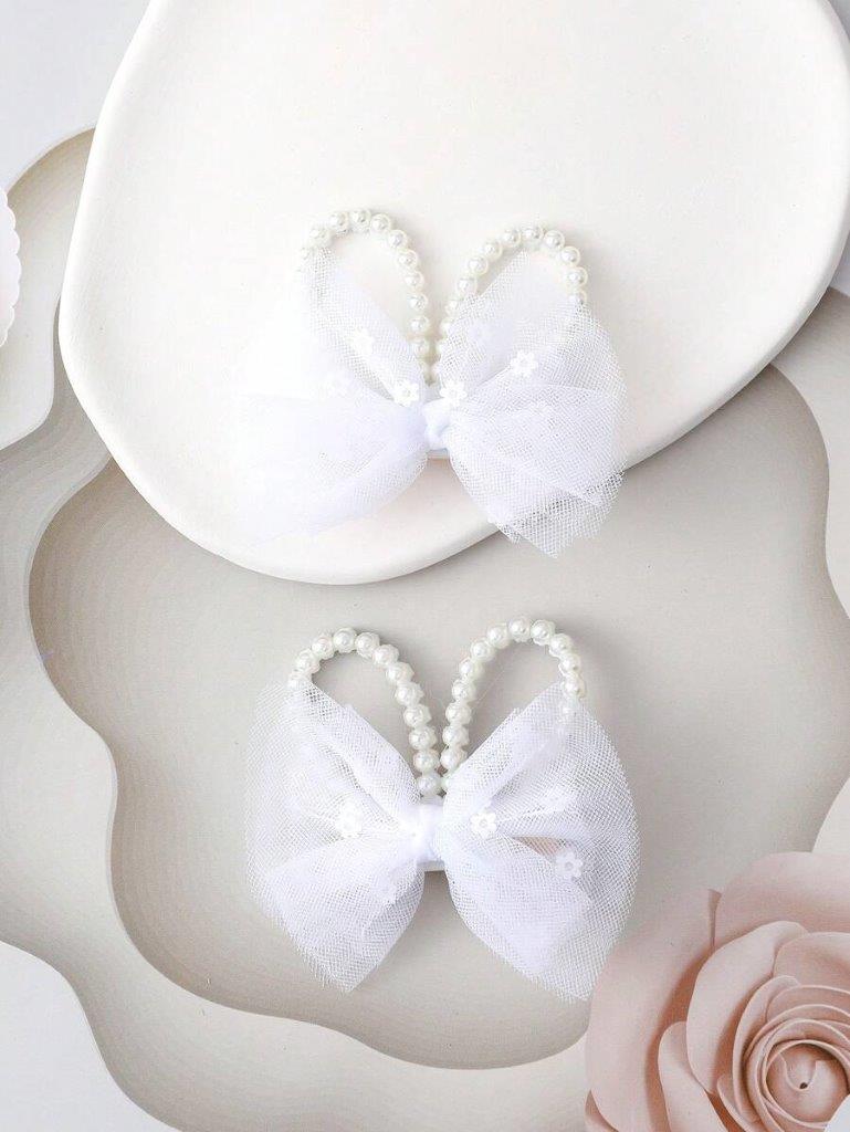 2 Piece Pearl Rabbit Ear Hair Clips Set