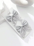 2 Piece Pearl Light Grey Hair Clips Set