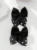2 Piece Pearl Black Hair Clips Set