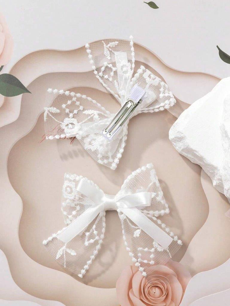 2 Piece Silk Ribbon Hair Clips Set