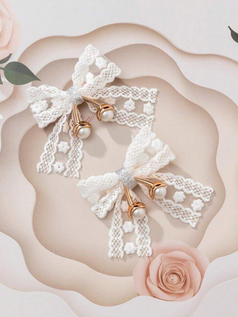 2 Piece Butterfly Pearl Hair Clips Set
