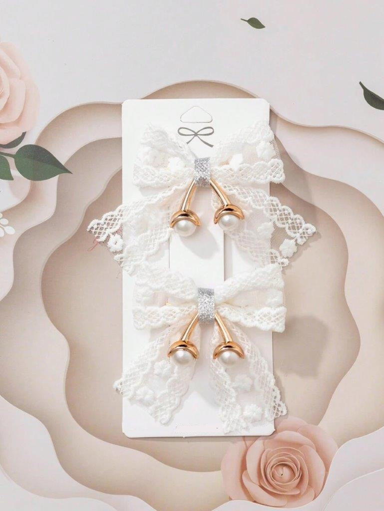2 Piece Butterfly Pearl Hair Clips Set
