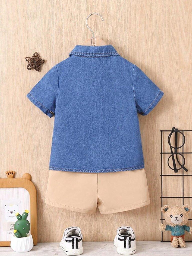 Baby 3 Piece T-Shirt Denim Shirt And Shorts Set