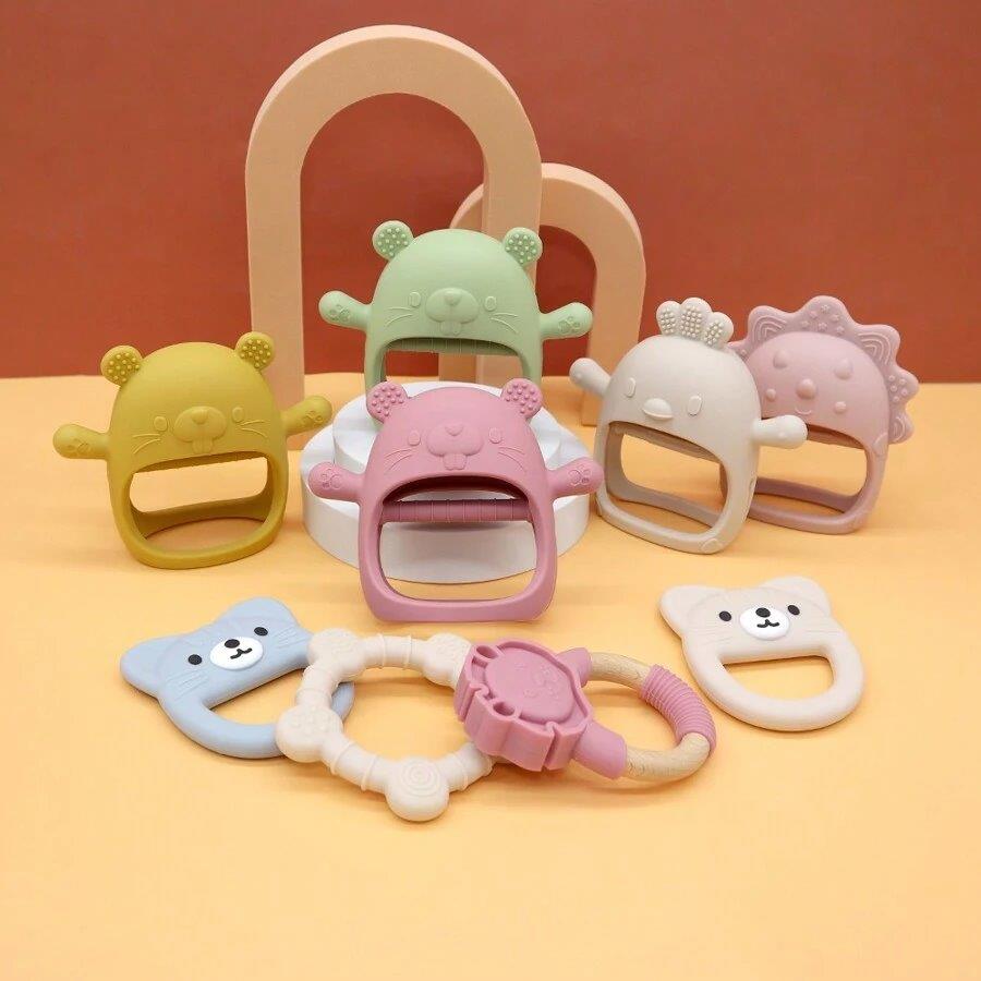 Baby Animal Shape Silicone Teether Beige