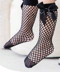 Baby Bow Net Socks Black