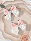 2 Piece Pink Plaid Hair Clips