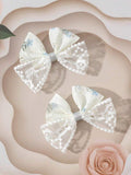 2 Piece Flower Bowknot Design Hair Clips