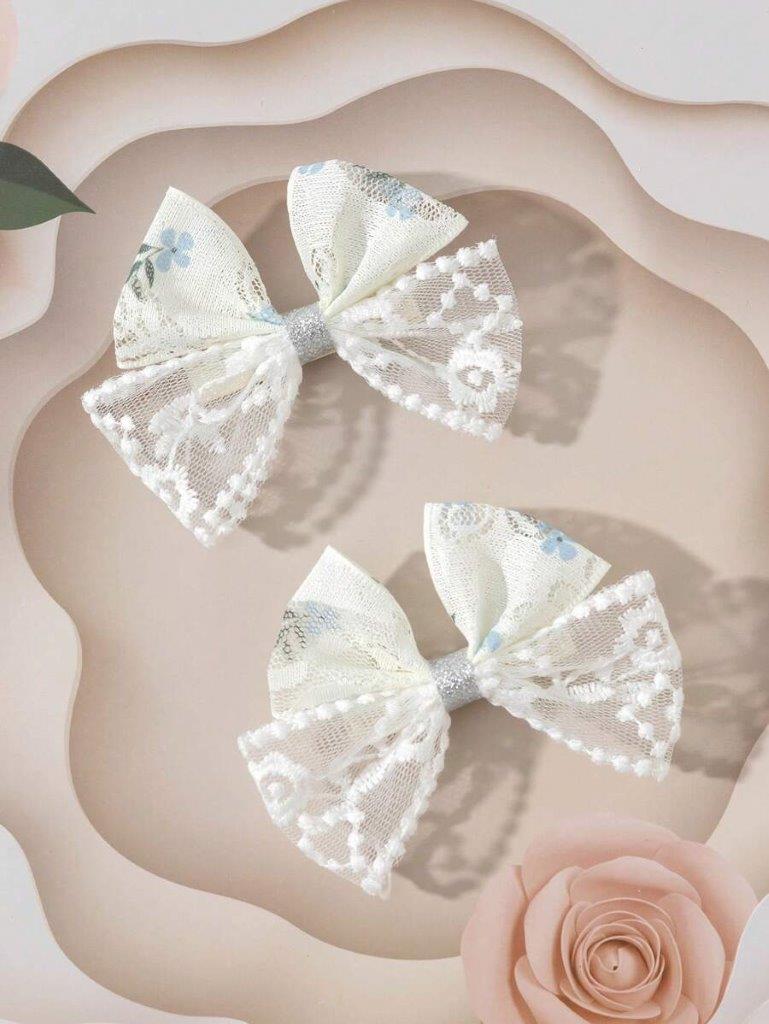 2 Piece Flower Bowknot Design Hair Clips