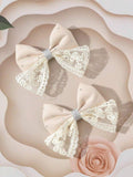 2 Piece Silver Bowknot Design Hair Clips